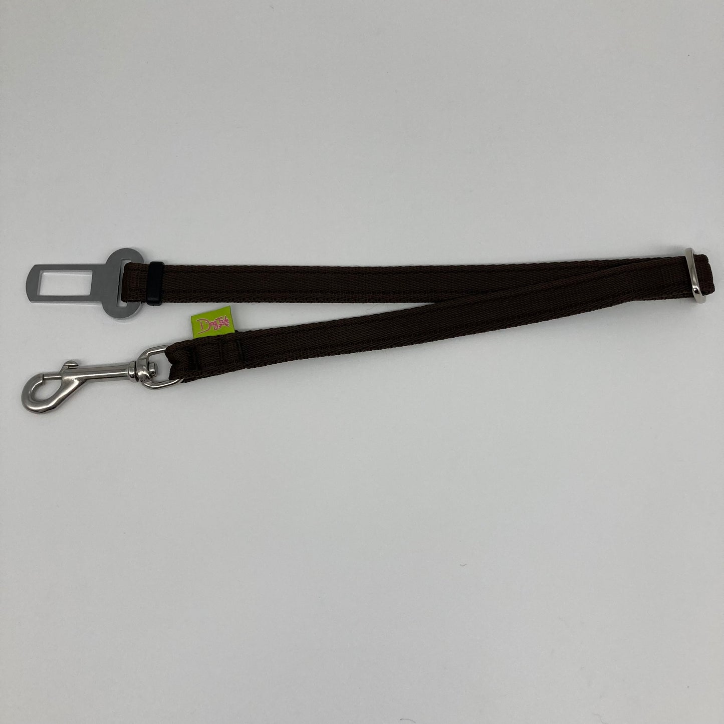 brown car safety belt, showing in full, horizontally