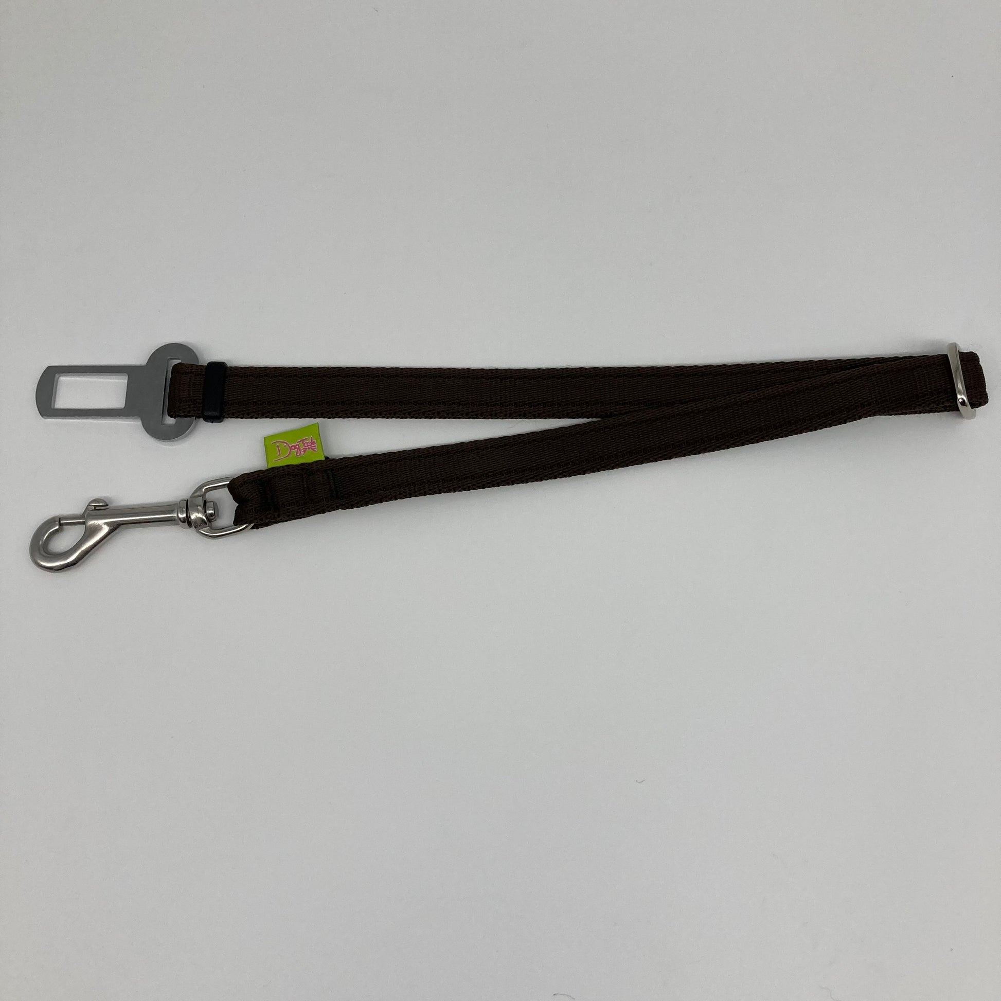 brown car safety belt, showing in full, horizontally