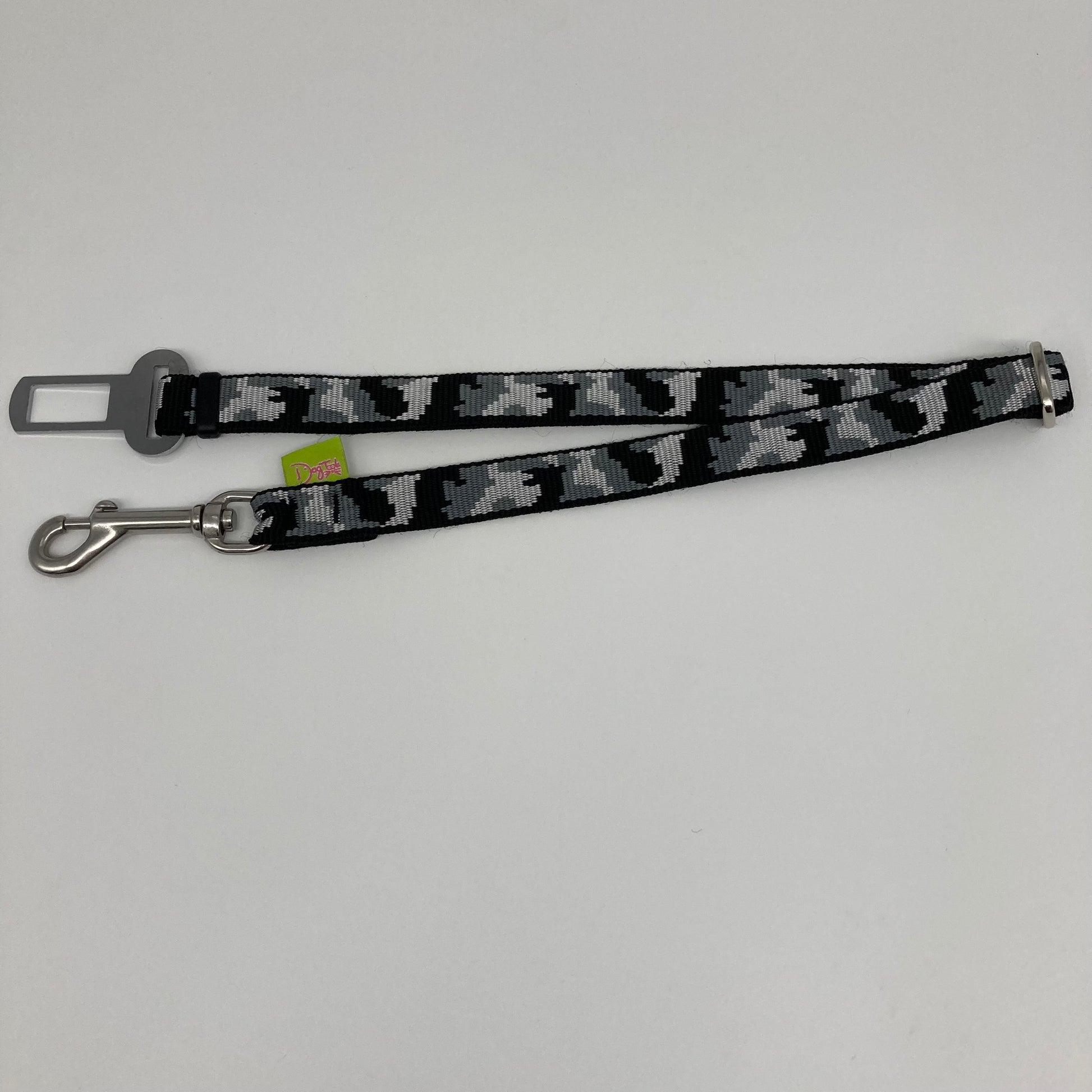 army grey (army print in 3 colors, dark grey, light grey and black) car safety belt, showing in full, horizontally