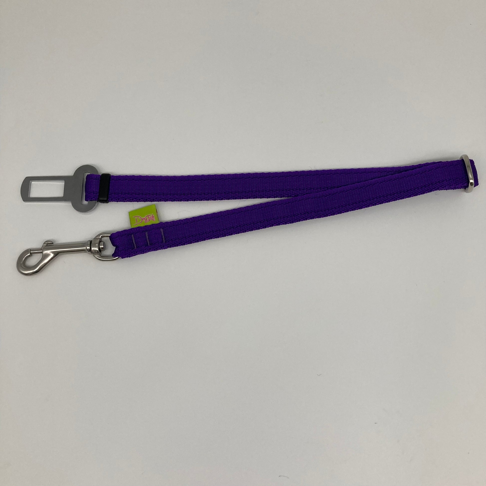 purple car safety belt, showing in full, horizontally