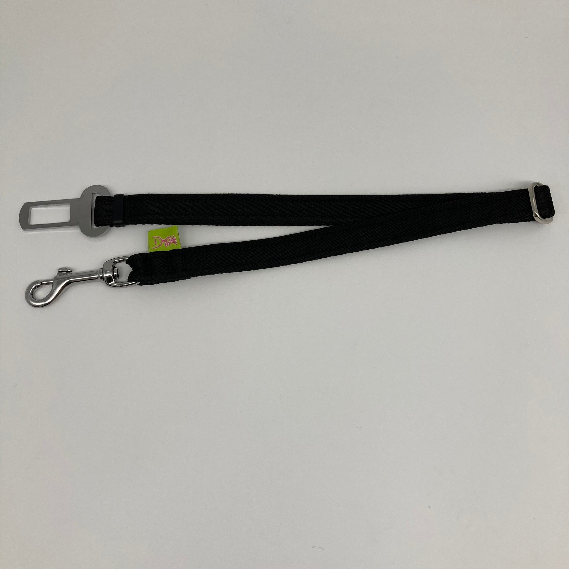 black car safety belt, showing in full, horizontally