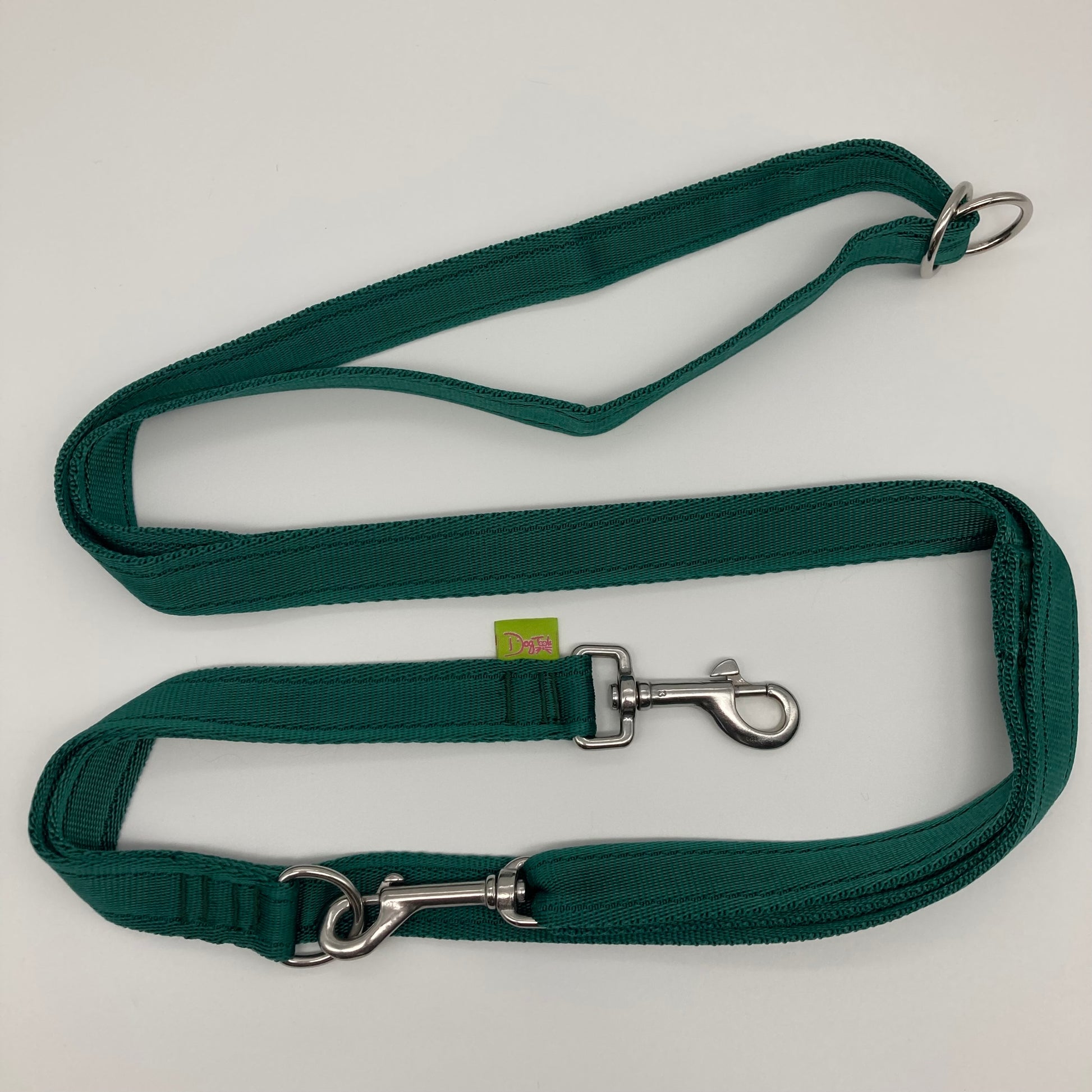 green multifunctional leash in size large, shown in full