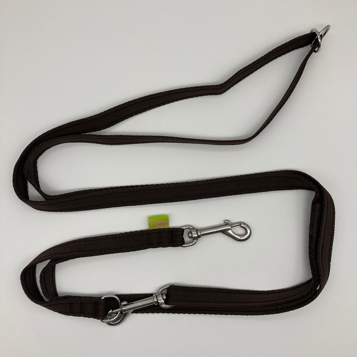 brown multifunctional leash in size small, shown in full
