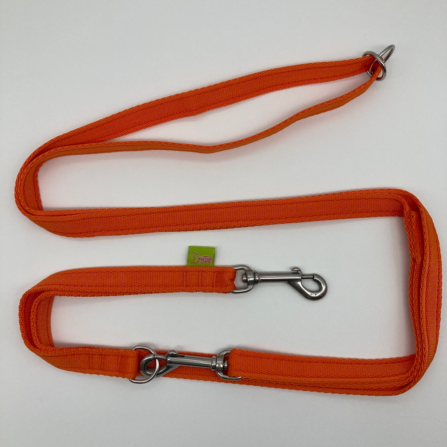 orange multifunctional leash in size small, shown in full