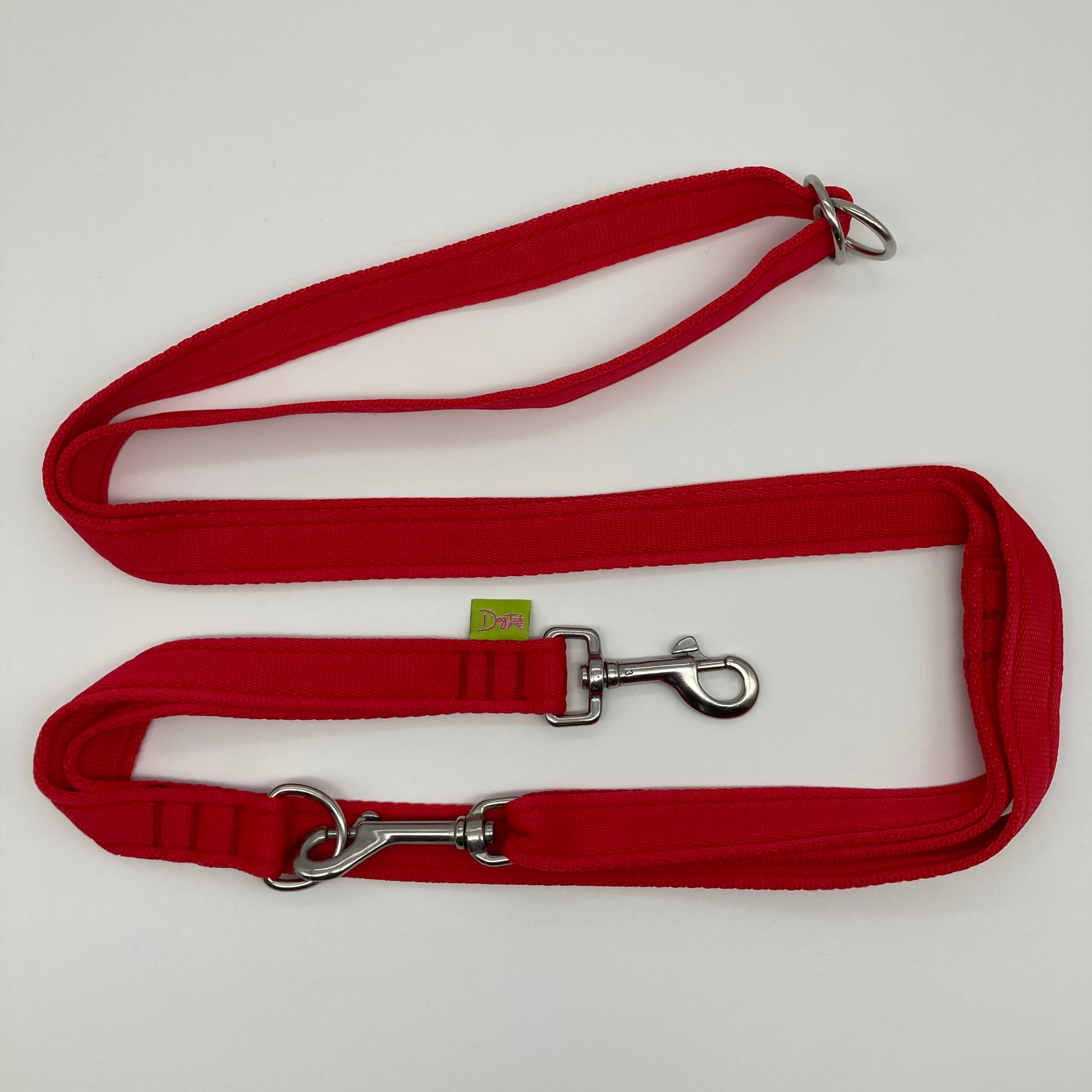 red multifunctional leash in size large, shown in full